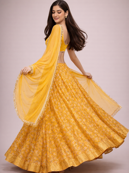 Bandhani Silk Lehenga Choli Set with Dupatta