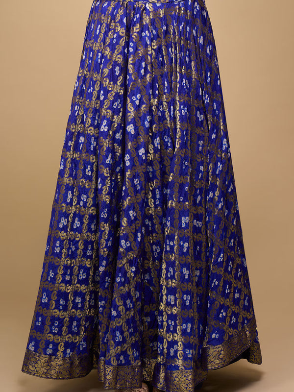 Royal Blue Bandhani Silk Lehenga Set for Women