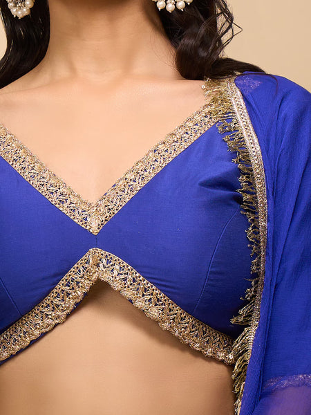 Royal Blue Bandhani Silk Lehenga Set for Women