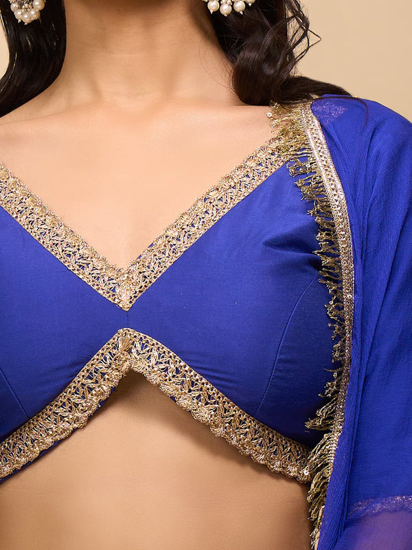 Royal Blue Bandhani Silk Lehenga Set for Women