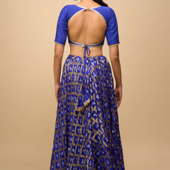 Royal Blue Bandhani Silk Lehenga Set for Women