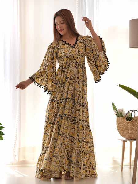 Kalamkari Print Cotton Tiered Dress