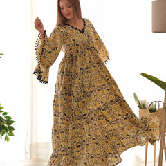 Kalamkari Print Cotton Tiered Dress