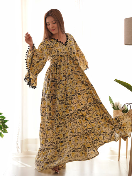 Kalamkari Print Cotton Tiered Dress