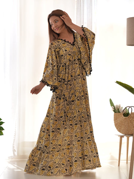 Kalamkari Print Cotton Tiered Dress
