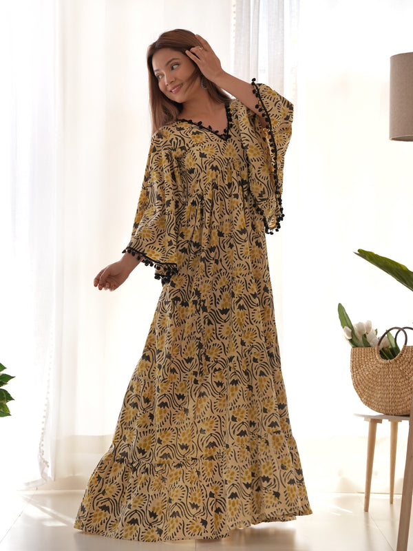 Kalamkari Print Cotton Tiered Dress