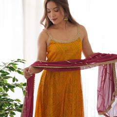 Bandhani Anarkali Set with Leheriya Dupatta