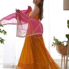 Bandhani Anarkali Set with Leheriya Dupatta