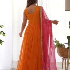 Yellow & ink angrakha anarkali set