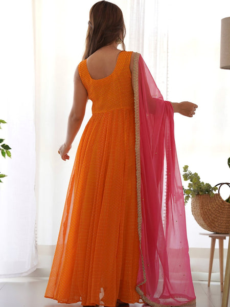 Yellow & ink angrakha anarkali set
