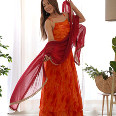 Ombre Print Layered Anarkali Set for Women