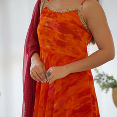Ombre Print Layered Anarkali Set for Women