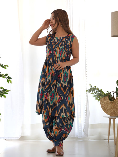 Ikat Print Cotton Co-ord Set for Women