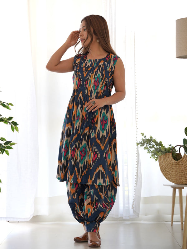 Ikat Print Cotton Co-ord Set for Women