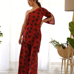 One-Shoulder Cotton Co-ord Set for Women