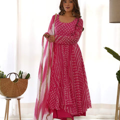 Red bandhani anarkali palazzo set