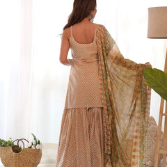 Cream yellow kurta sharara set