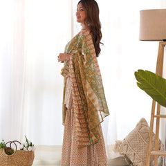 Cream yellow kurta sharara set