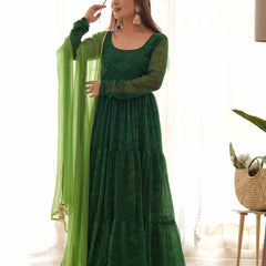 Bandhani Tiered Anarkali Set for Women