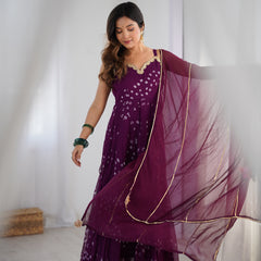 Bandhani Anarkali Set with Chiffon Dupatta