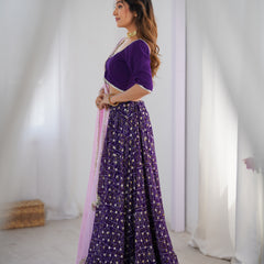 Bandhani Flared Lehenga Set with Dupatta