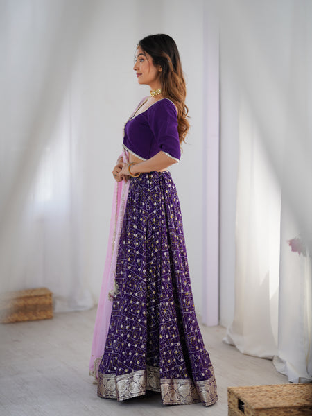 Bandhani Flared Lehenga Set with Dupatta