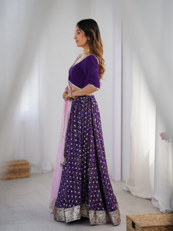 Bandhani Flared Lehenga Set with Dupatta