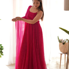 Rani Pink Flared Anarkali Set