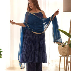 Navy blue leheriya set
