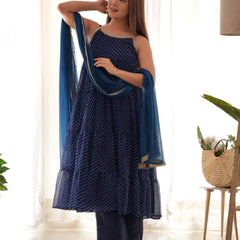 Navy blue leheriya set