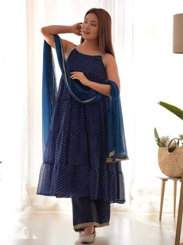 Navy blue leheriya set