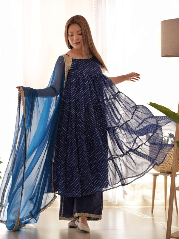 Navy blue leheriya set