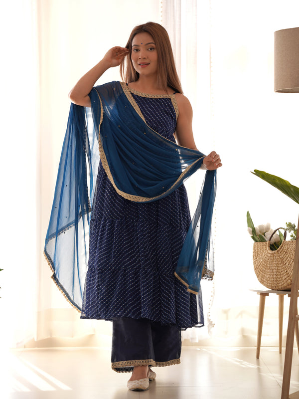 Leheriya Anarkali Palazzo Set for Women