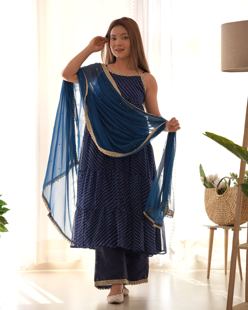 Leheriya Anarkali Palazzo Set for Women