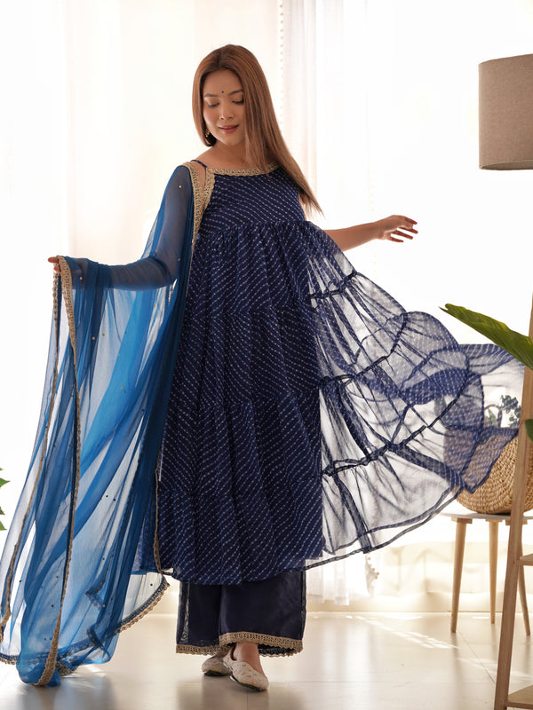 Leheriya Anarkali Palazzo Set for Women