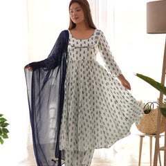 Handblock Print Anarkali Set for Women