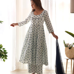 Handblock Print Anarkali Set for Women