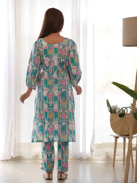 Ikat Print Cotton Co-ord Set for Women