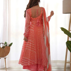 Creamy peach anarkali set