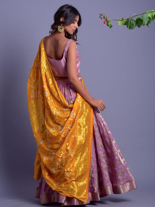 LAVENDER LEHENGA SET WITH YELLOW DUPATTA