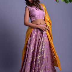 LAVENDER LEHENGA SET WITH YELLOW DUPATTA
