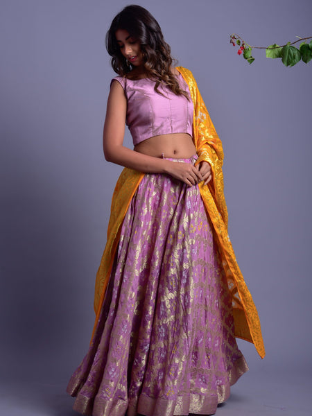 LAVENDER LEHENGA SET WITH YELLOW DUPATTA