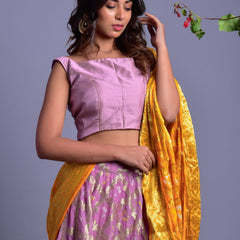 LAVENDER LEHENGA SET WITH YELLOW DUPATTA