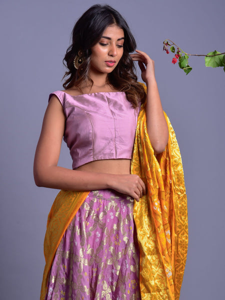 LAVENDER LEHENGA SET WITH YELLOW DUPATTA