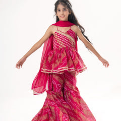 Gulabi Noor – Bandhani Peplum Sharara Set