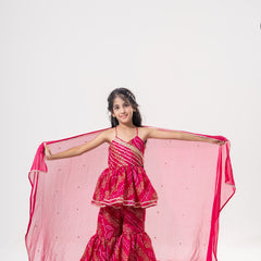 Gulabi Noor – Bandhani Peplum Sharara Set