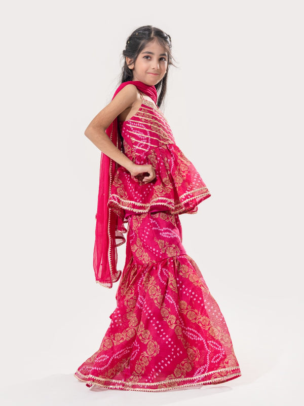 Gulabi Noor – Bandhani Peplum Sharara Set