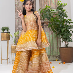 Kesari Glow – Striped Peplum Palazzo Set