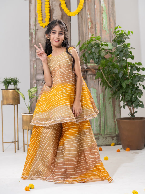 Kesari Glow – Striped Peplum Palazzo Set