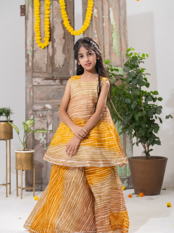 Kesari Glow – Striped Peplum Palazzo Set